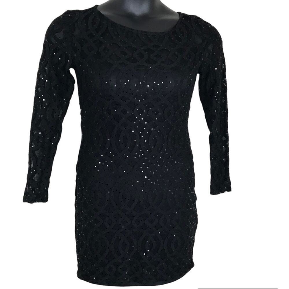 Black Sequin Flattering Mini Dress Party Event Eras Tour